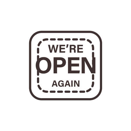 we are open again banner line style icon design of Shopping commerce and covid 19 theme Vector illustrationのイラスト素材