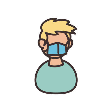 man avatar with mask line and fill style icon design of Medical care health and emergency theme Vector illustrationのイラスト素材