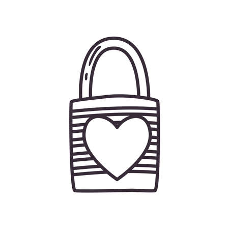 Heart on padlock line style icon design of love passion and romantic theme Vector illustrationのイラスト素材