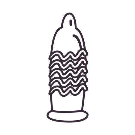 condom with texture line style icon design, Sexual health protection and prevention theme Vector illustrationのイラスト素材