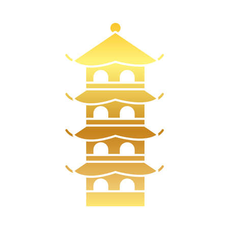 Mid autumn concept, chinese tower icon, gradient style, vector illustrationのイラスト素材