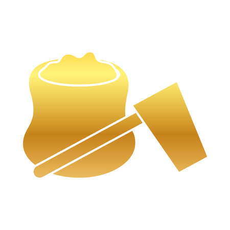 mid autumn mortar icon over white background, gradient style, vector illustrationのイラスト素材
