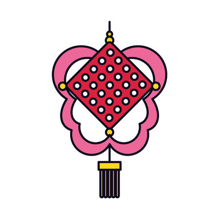 Mid autumn concept, oriental ammulet icon, line and fill style, vector illustrationのイラスト素材