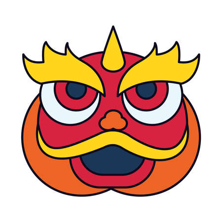 Mid autumn concept, chinese dragon icon, line and fill style, vector illustrationのイラスト素材