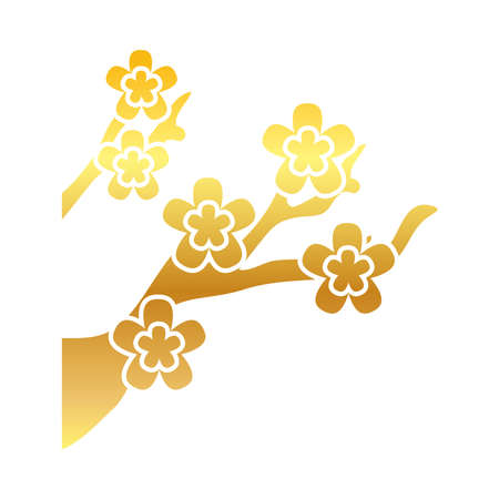 Flowering sakura branch icon over white background, gradient style, vector illustrationのイラスト素材