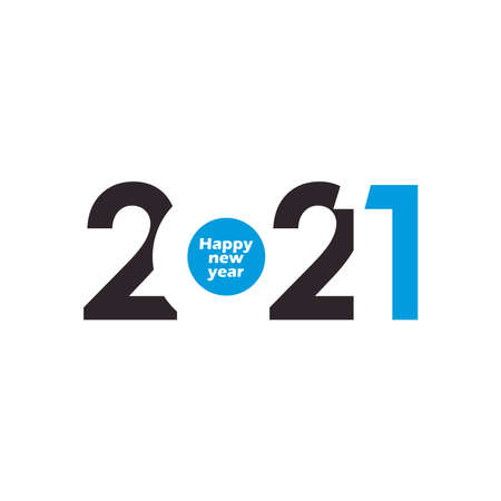 Happy new year 2021 flat style icon design, Welcome celebrate and greeting theme Vector illustrationのイラスト素材