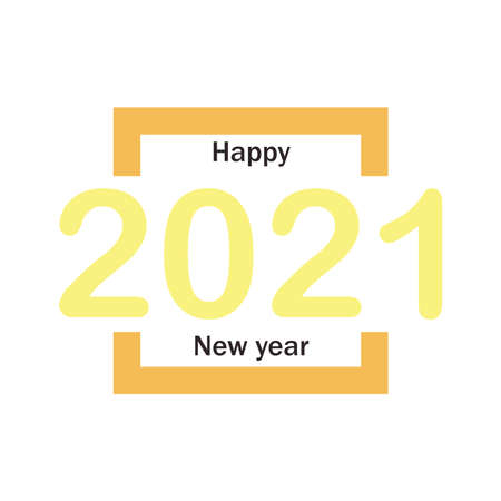 Happy new year 2021 in square flat style icon design, Welcome celebrate and greeting theme Vector illustrationのイラスト素材