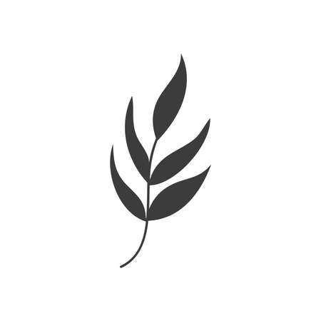 autumn leaves concept, rowan leaf icon over white background, silhouette style, vector illustrationのイラスト素材