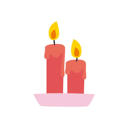 Candles free form style icon design, Fire flame candlelight light spirituality burn and decoration theme Vector illustrationのイラスト素材