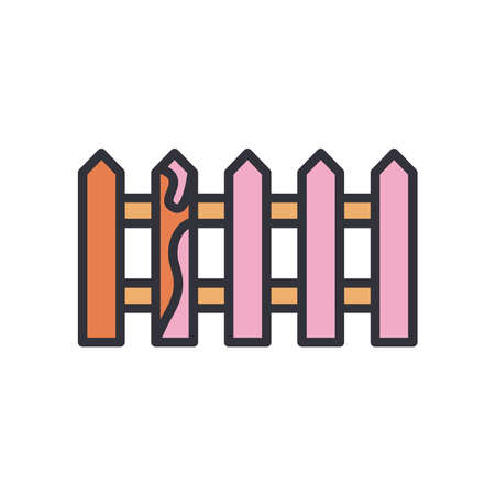fence with paint line and fill style icon design of Construction working maintenance workshop repairing progress labor and industrial theme Vector illustrationのイラスト素材
