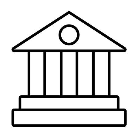law building icon over white background, line style, vector illustrationのイラスト素材
