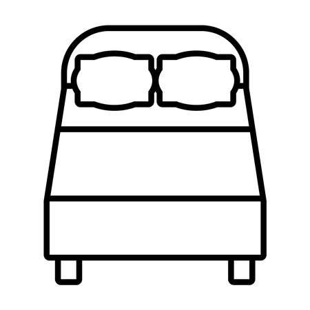 icon of double bed over white background, line style, vector illustrationのイラスト素材
