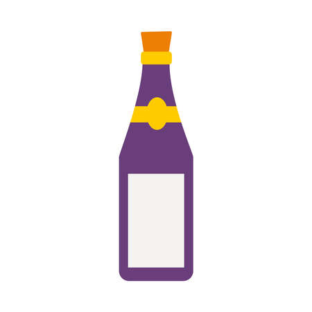 wine bottle icon over white background, flat style, vector illustrationのイラスト素材
