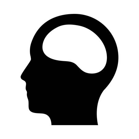 head with brain icon over white background, silhouette style, vector illustrationのイラスト素材