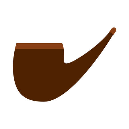 smoking pipe icon over white background, flat style, vector illustrationのイラスト素材