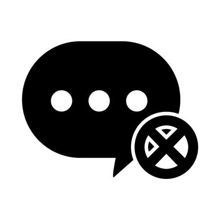 speech bubble with forbidden sign icon over white background, silhouette style, vector illustrationのイラスト素材