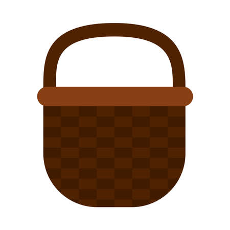 picnic basket icon over white background, flat style, vector illustrationのイラスト素材
