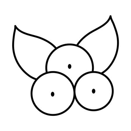 blueberries and leaves icon over white background, line style, vector illustrationのイラスト素材