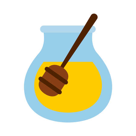 honey jar icon over white background, flat style, vector illustrationのイラスト素材