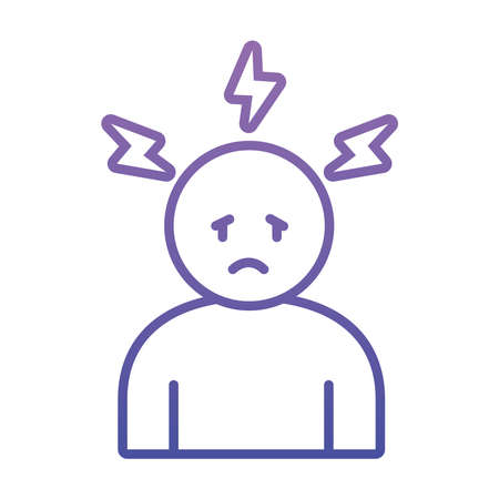 insomnia design, pictogram Man Suffers From Lack Of Sleep over white background, gradient style, vector illustrationのイラスト素材