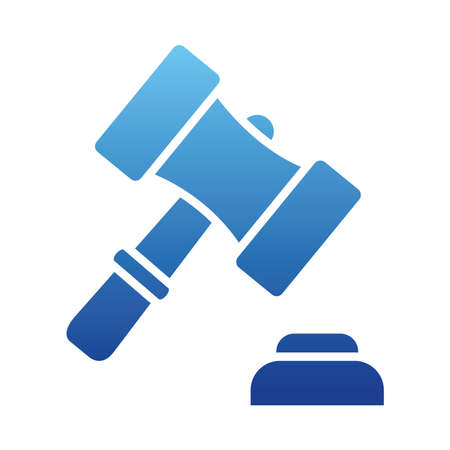 law gavel icon over white background, gradient style, vector illustrationのイラスト素材
