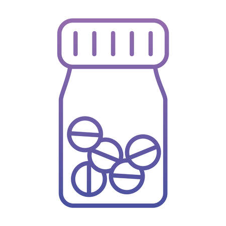 medicine pills bottle icon over white background, gradient style, vector illustrationのイラスト素材