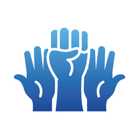 revolutions hands icon over white background, gradient style, vector illustration
