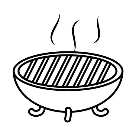 bbq grill icon over white background, line style, vector illustrationのイラスト素材