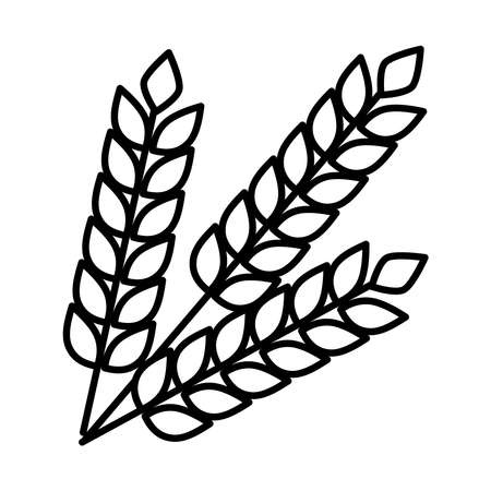 wheat ears icon over white background, line style, vector illustrationのイラスト素材