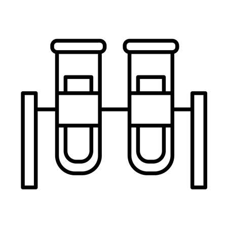 test tubes on stand icon over white background, line style, vector illustrationのイラスト素材