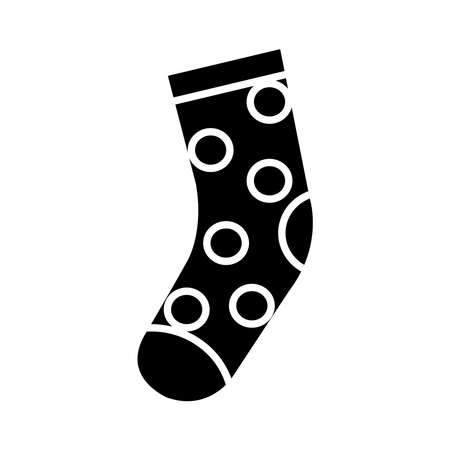 sock with dots design over white background, silhouette style, vector illustrationのイラスト素材