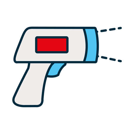 infrared thermometer icon over white background, line and fill style, vector illustrationのイラスト素材