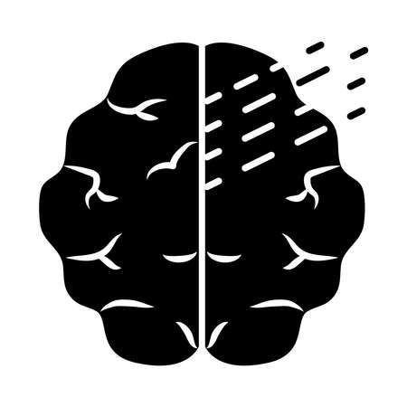 human brain icon over white background, silhouette style, vector illustrationのイラスト素材