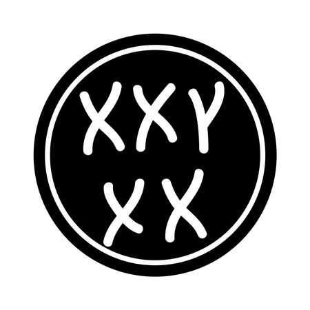 down syndrome concept, chromosomes design icon over white background, silhouette style, vector illustrationのイラスト素材