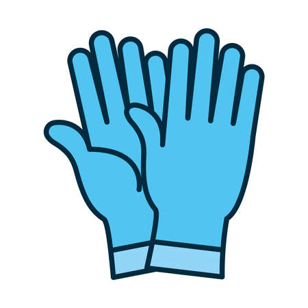 medical gloves icon over white background, line and fill style, vector illustrationのイラスト素材