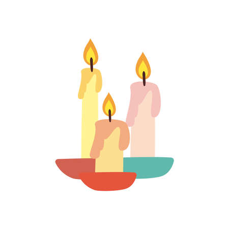 Candles free form style icon design, Fire flame candlelight light spirituality burn and decoration theme Vector illustrationのイラスト素材