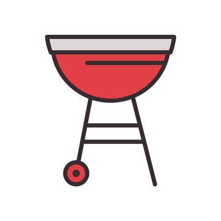 Bbq grill line and fill style icon design, Menu steak house food meal restaurant barbecue fresh dinner and grilled theme Vector illustrationのイラスト素材