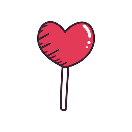 pop art candy heart line and fill style icon design of love passion and romantic theme Vector illustrationのイラスト素材