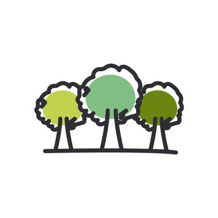 Trees line and fill style icon design, Nature plant season environment natural and ecology theme Vector illustrationのイラスト素材