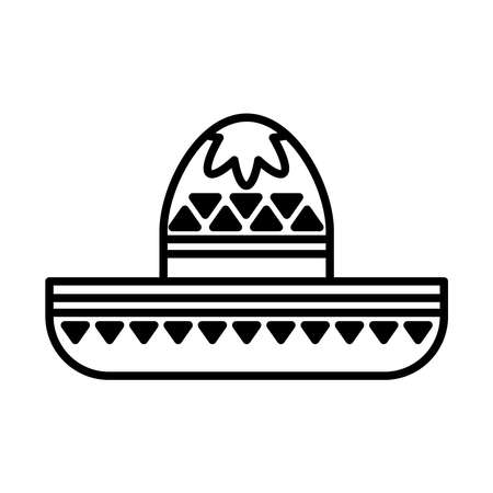 icon of mexican hat over white background, line style, vector illustrationのイラスト素材