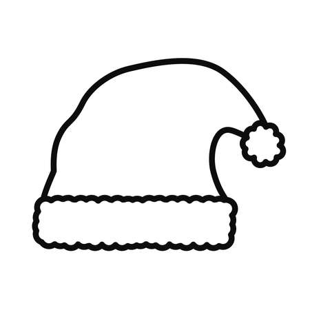 christmas hat icon over white background, line style, vector illustrationのイラスト素材