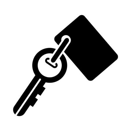 key with tag icon over white background, silhouette style, vector illustrationのイラスト素材