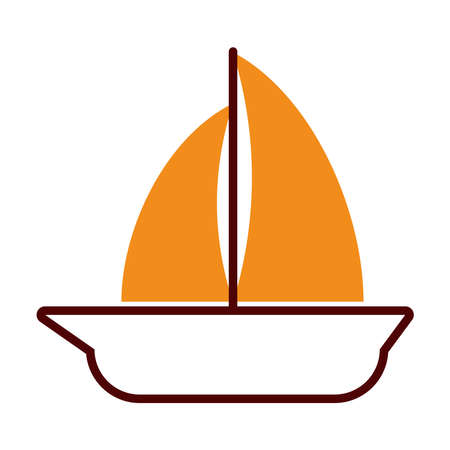 sailing boat icon over white background, half line half color style, vector illustrationのイラスト素材