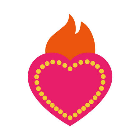 mexican sacred heart icon over white background, flat style, vector illustrationのイラスト素材