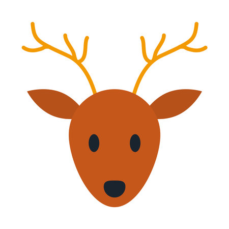 cartoon deer head icon over white background, flat style, vector illustrationのイラスト素材
