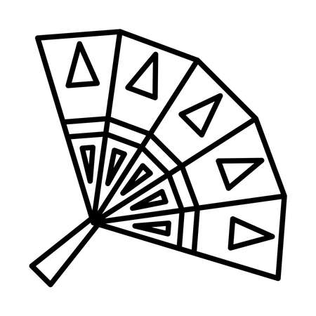 mexican hand fan icon over white background, line style, vector illustrationのイラスト素材