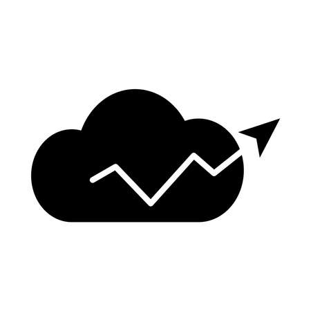cloud with financial arrow up icon over white background, silhouette style, vector illustrationのイラスト素材