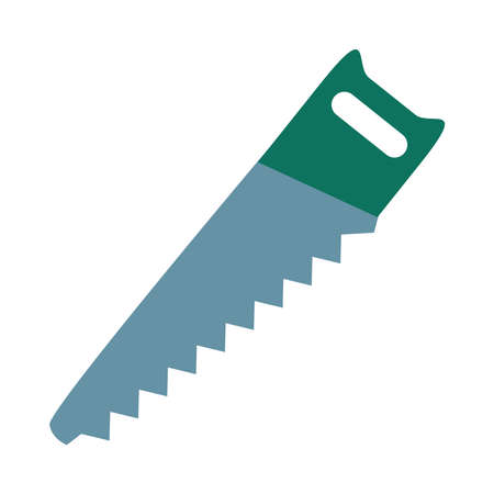 hand saw icon over white background, flat style, vector illustrationのイラスト素材