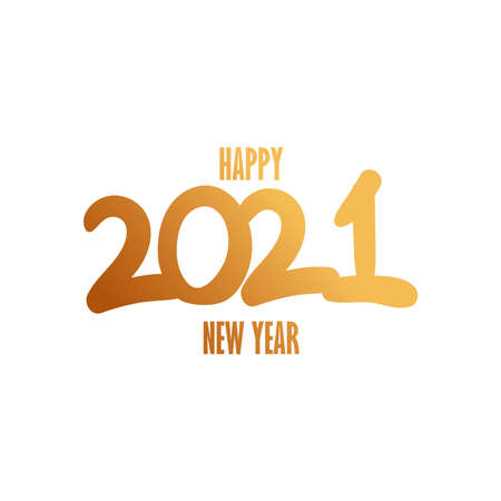 Happy new year 2021 gold gradient style icon design, Welcome celebrate and greeting theme Vector illustrationのイラスト素材