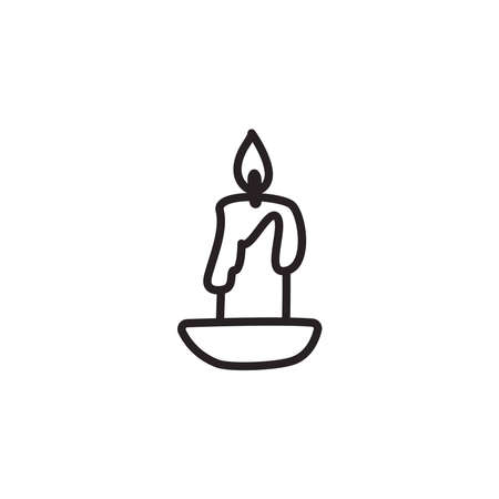 Candle free form line style icon design, Fire flame candlelight light spirituality burn and decoration theme Vector illustrationのイラスト素材